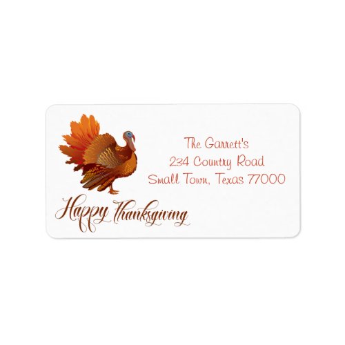 Turkey Happy Thanksgiving Personalized Address Label
