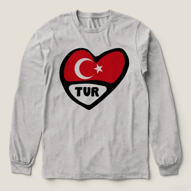 Turkey Heart Flag TUR Country Code Tri-Blend Shirt (Design Front)