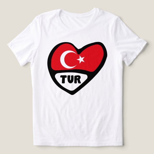 Turkey Heart Flag TUR Country Code Tri-Blend Shirt (Design Front)