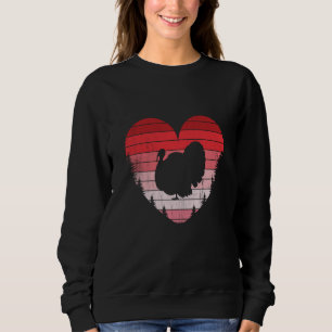 Turkey Heart Love Valentines Day Vintage Retro Sun Sweatshirt
