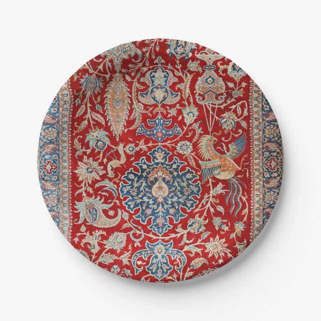 Turkey Hereke Royal Red Blue Blues  Paper Plates (Front)