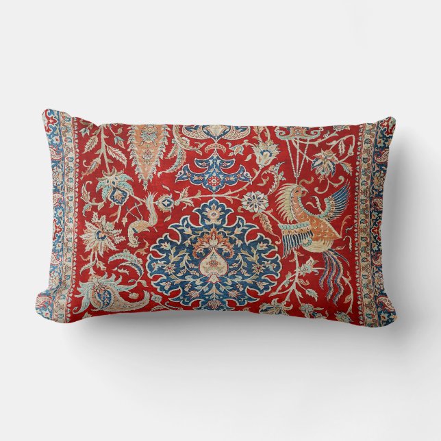 Turkey Hereke Royal Red Blue Blues Throw Pillow (Front)