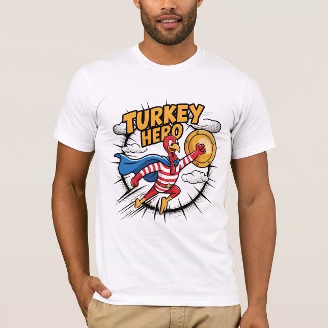 Turkey Hero Funny Thanksgiving Superhero Shirt (Front)