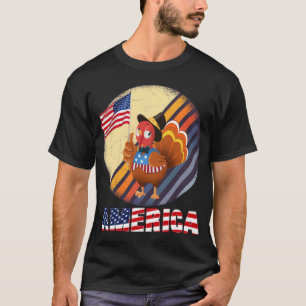 turkey holding american flag, vintage 4th of july T-Shirt