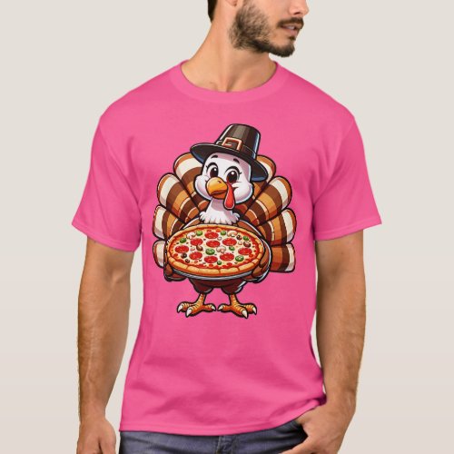 Turkey Holing a Pizza Thankgiving T_Shirt