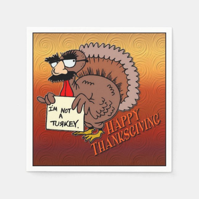 Turkey Humor Thanksgiving Dinner Napkins (Front)