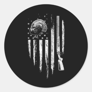 Turkey Hunting American Flag Thunder Chicken Gift Classic Round Sticker