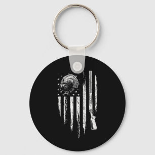 Turkey Hunting American Flag Thunder Chicken Gift  Keychain