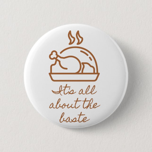 Turkey Icon All About the Baste Thanksgiving   Button (Front)