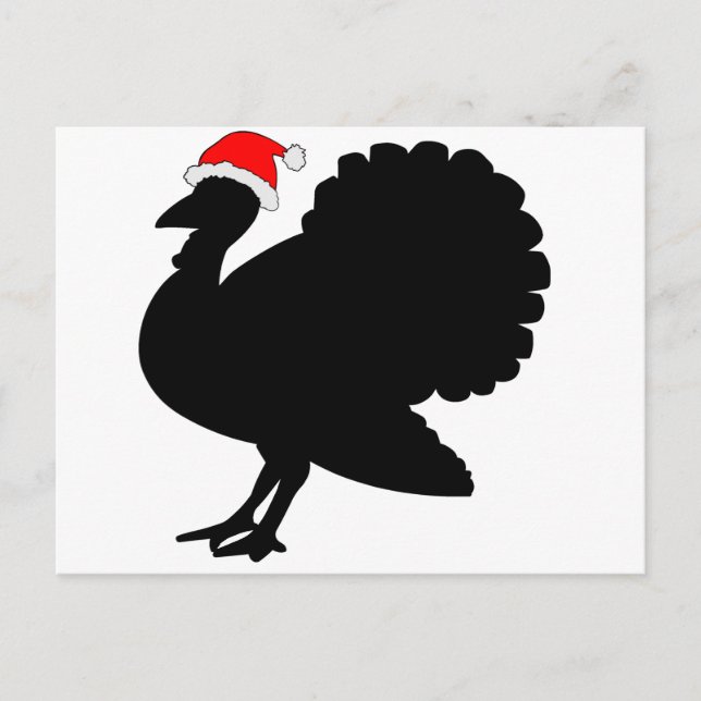 Turkey in a Christmas Hat Holiday Postcard (Front)