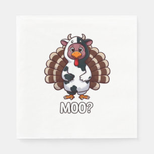 Turkey In Cow Costume, Moo Funny Thanksgiving _2_1 Napkins