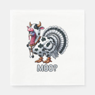 Turkey In Cow Costume, Moo Funny Thanksgiving _2 Napkins