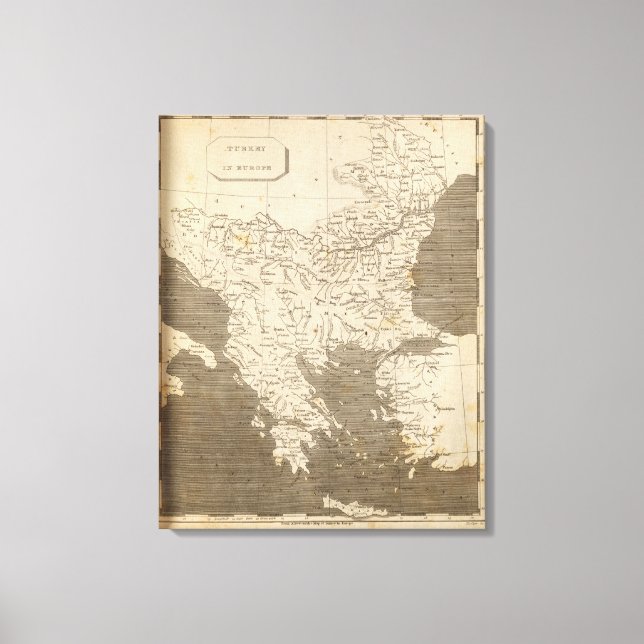 Turkey in Europe Map by Arrowsmith Canvas Print (Front)