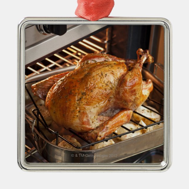 Turkey in oven metal ornament (Front)