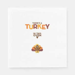 Turkey in Oven - Thanksgiving Pregnancy Announceme Napkins