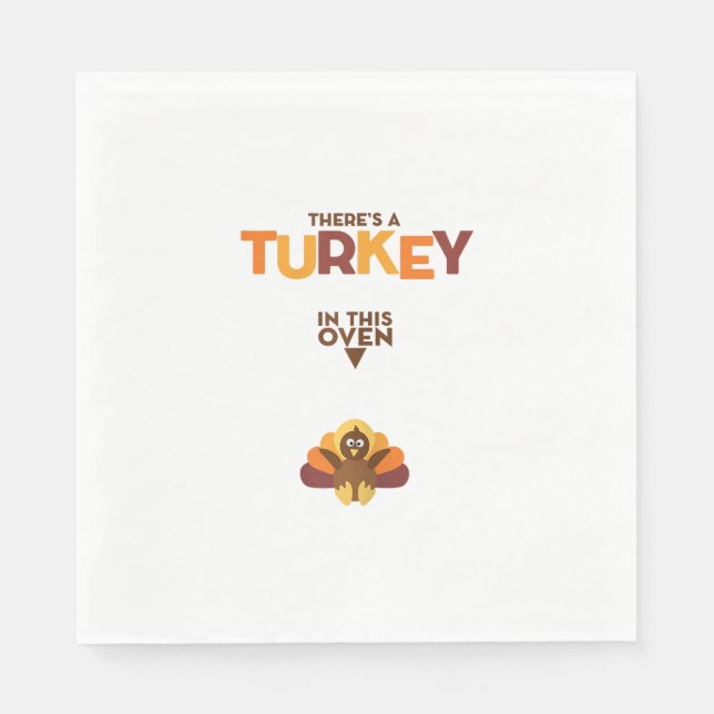 Turkey in Oven - Thanksgiving Pregnancy Announceme Napkins (Front)