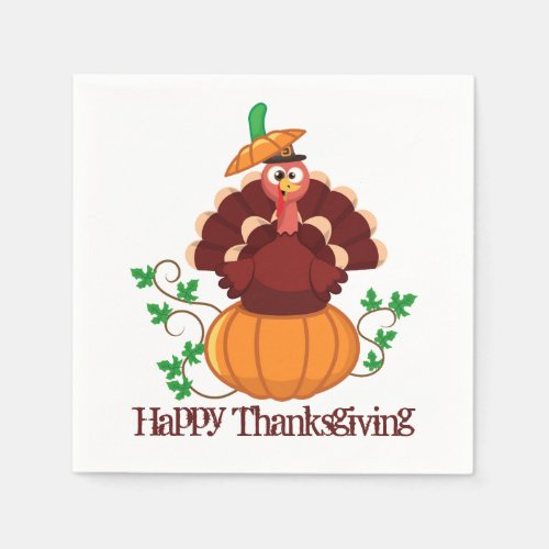 Turkey in Pumpkin Thanksgiving Napkins
