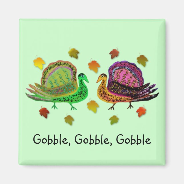 Turkey in the Fall Leaves Magnets (Front)