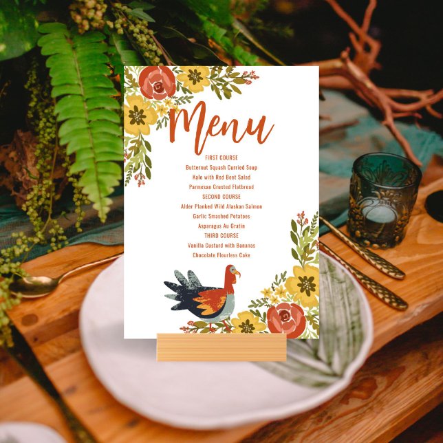 Turkey in the Garden Thanksgiving Menu Invitation (Creator Uploaded)