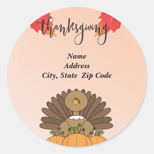 Turkey In The Patch Thanksgiving Classic Round Sticker