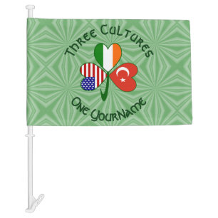 Turkey Ireland USA Shamrock Flag Personalized