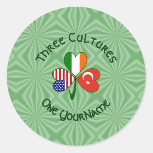 Turkey Ireland USA Shamrock Flag Personalized Classic Round Sticker