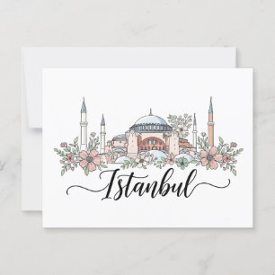 Turkey Istanbul Hagia Sophia Floral Postcard