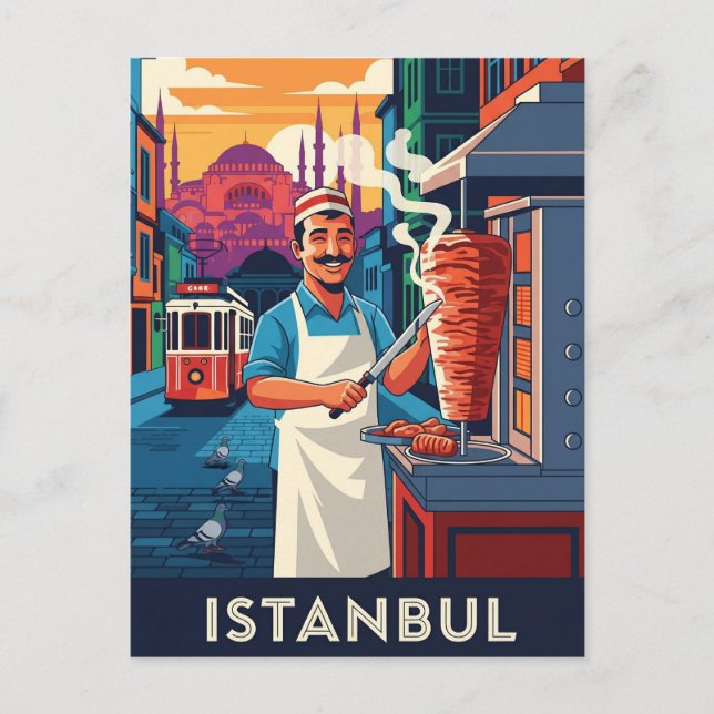 Turkey Istanbul Kebab Street Vendor Postcard (Front)