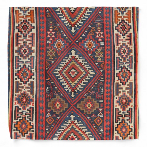 Turkey Kilim Aztec Red Blue Tan  Bandana