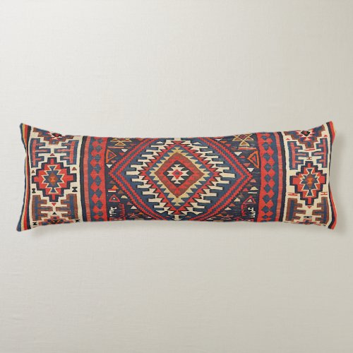 Turkey Kilim Aztec Red Blue Tan  Body Pillow
