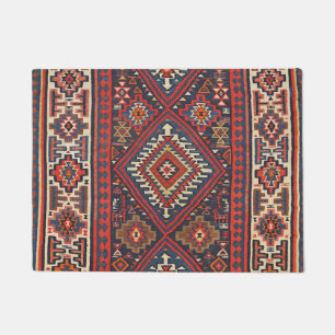 Turkey Kilim Aztec Red Blue Tan Doormat