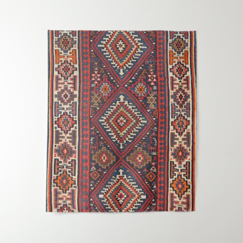 Turkey Kilim Aztec Red Blue Tan  Tapestry