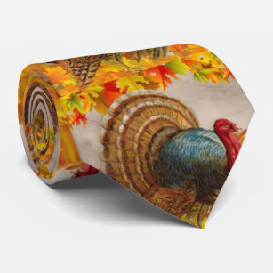 Turkey leaves pumping neck tie