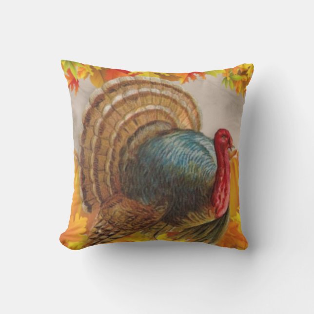 Turkey leaves pumpkins outdoor pillow (Front)
