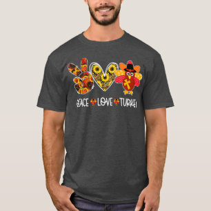 Turkey Leopard Heart Happy Thanksgiving Funny 1 T-Shirt