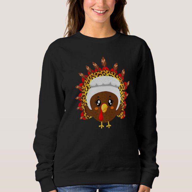 Turkey Leopard Pilgrim Matching Girl Kids Women Th Sweatshirt (Front)