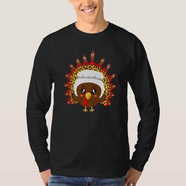 Turkey Leopard Pilgrim Matching Girl Kids Women Th T-Shirt (Front)