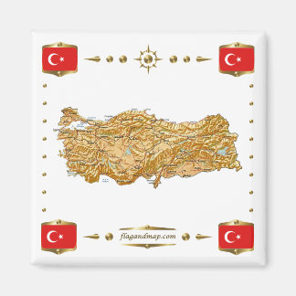 Turkey Map + Flags Magnet