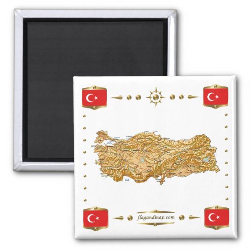 Turkey Map  Flags Magnet