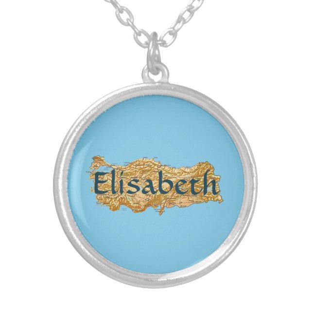 Turkey Map + Name Necklace (Front)