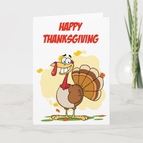 Turkey Mascot Cartoon Character Holiday Card