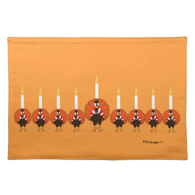 Turkey Menorah Thanksgivukkah Placemat (Front)