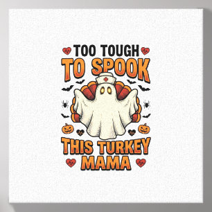 Turkey Mom Halloween Shirt with Vintage Nurse Ghos Canvas Photo Tile