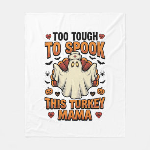 Turkey Mom Halloween Shirt with Vintage Nurse Ghos Fleece Blanket