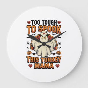 Turkey Mom Halloween Shirt with Vintage Nurse Ghos Large Clock