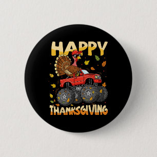 Turkey Monster Truck Thanksgiving Boys Kids Toddle Button