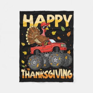 Turkey Monster Truck Thanksgiving Boys Kids Toddle Fleece Blanket