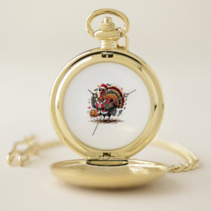 Turkey Moo Cow Costume Funny Thanksgiving Hallowee Pocket Watch