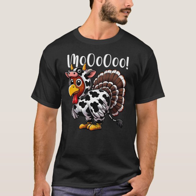 Turkey Moo Cow Costume Funny Thanksgiving T-Shirt (Front)