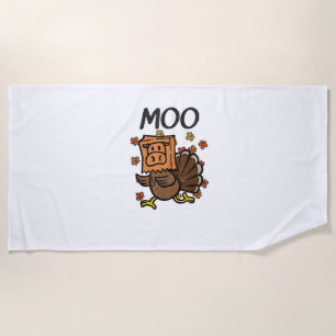 Turkey Moo Cow Costume Funny Thanksgiving Turkey D Beach Towel